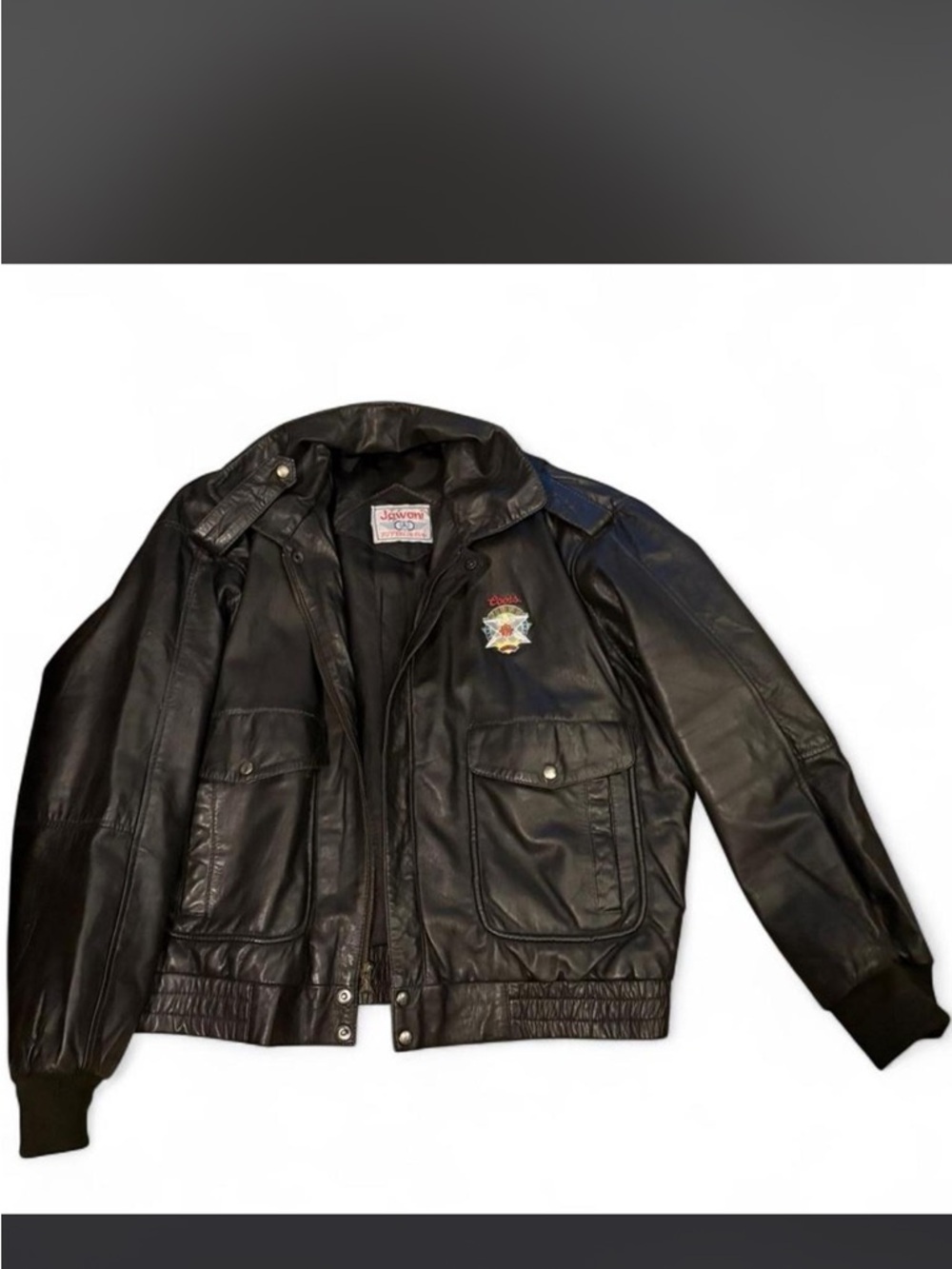 Vintage 90s Leather Bomber Motorcycle Jacket w/ Coors Light Beer Patch